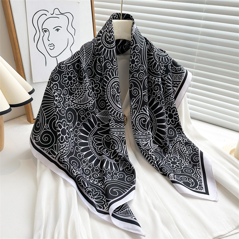 Luxury Skincare Headband - 90*90cm Square Luxury Brand Women Scarf